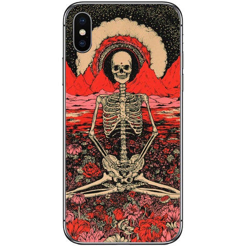 Phone Case Abstract Art Red Trippy Skelleton APPLE Iphone X