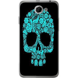 Phone Case Blue Flower Skull HTC Desire 516