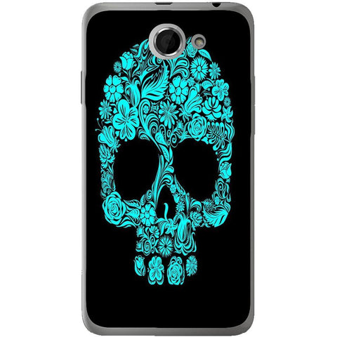Phone Case Blue Flower Skull HTC Desire 516