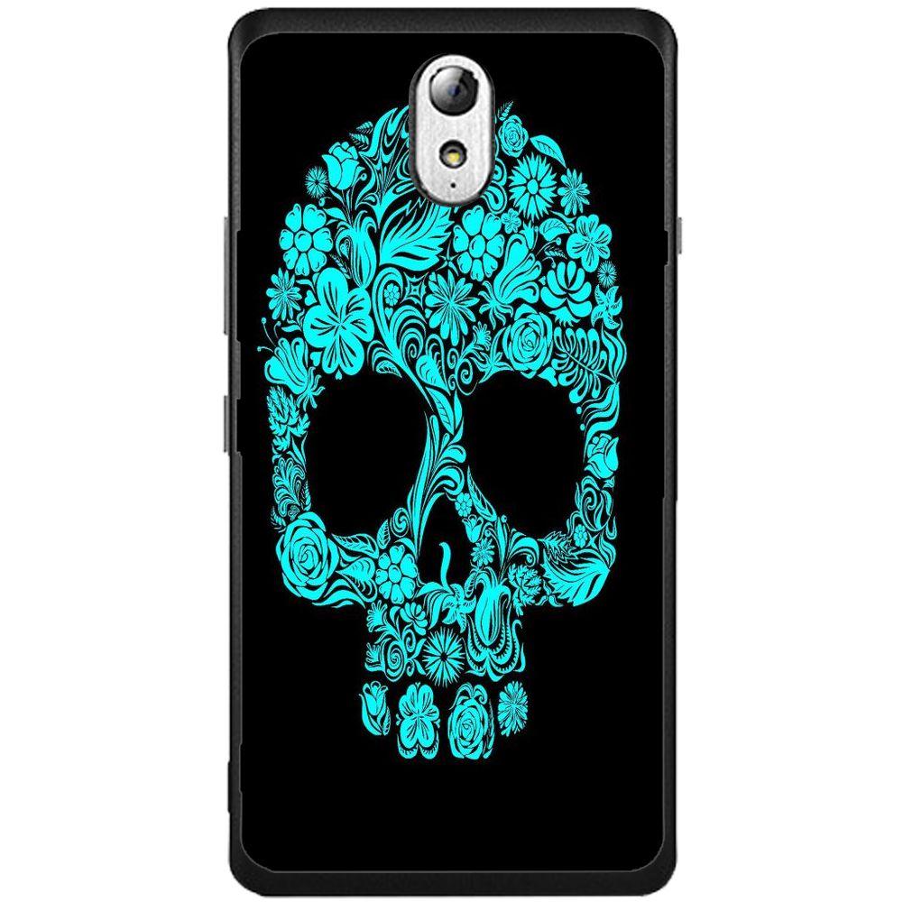 Phone Case Blue Flower Skull Lenovo Vibe P1m