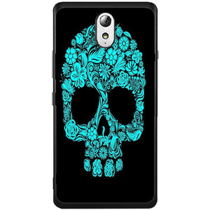 Phone Case Blue Flower Skull Lenovo Vibe P1m