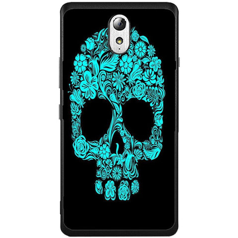 Phone Case Blue Flower Skull Lenovo Vibe P1m