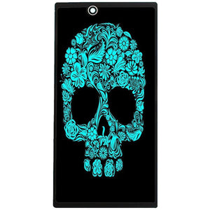 Phone Case Blue Flower Skull Sony Xperia Z C6602 C6603