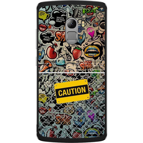 Phone Case Caution Pattern Lenovo K4 Note A7010 Vibe X3 Lite